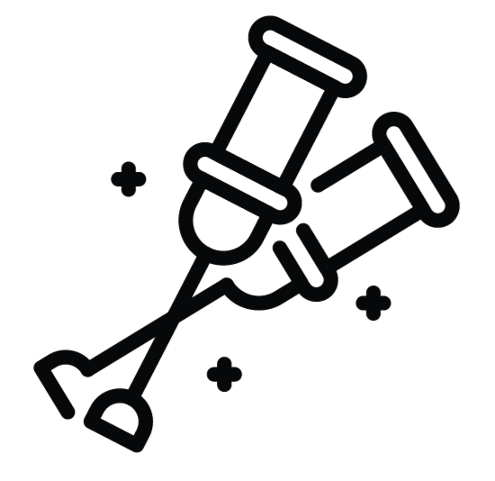 Two outlined wine glasses clinking together with small plus signs around them, symbolizing a celebratory toast.