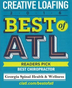 Creative Loafing 2016 Best of ATL Readers Pick award for Best Chiropractor, awarded to Georgia Spinal Health & Wellness.