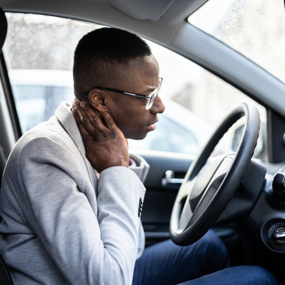 Car Driver Back Pain Injury. Bad Posture