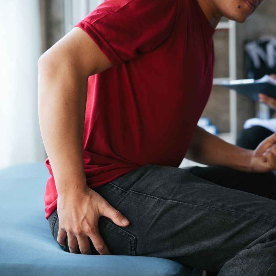 Man seeing doctor with hemorrhoids symptoms , Healthy concept.