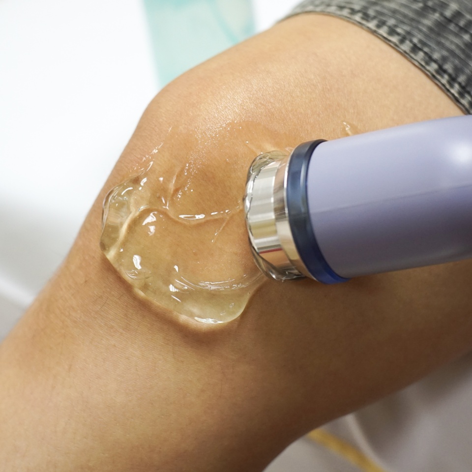 Ultrasound physical therapy treatment. medical rehabilitation clinic for patient.